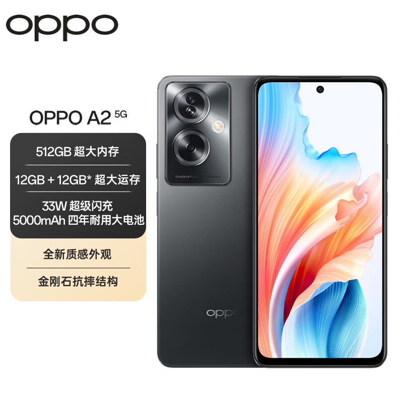 OPPO A2 超大内存 老人学生备用 四年耐用大电池 长续航抗摔 1399元