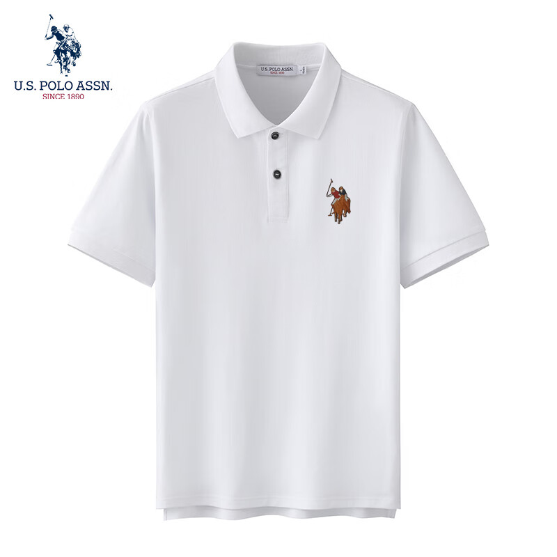 U.S. POLO ASSN. 清仓！保罗polo衫男纯色棉体恤透气短袖（号色不全） 68.16元（