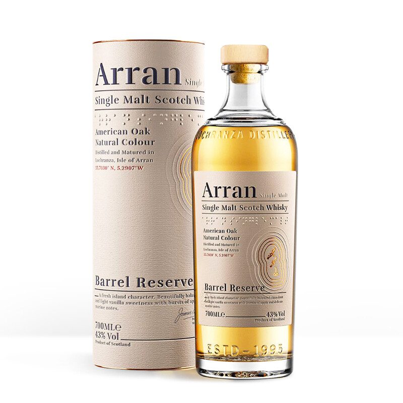 Arran 艾伦 苏格兰 波本桶甄选 43%vol 单一麦芽威士忌 700ml 单支装 288元（需用