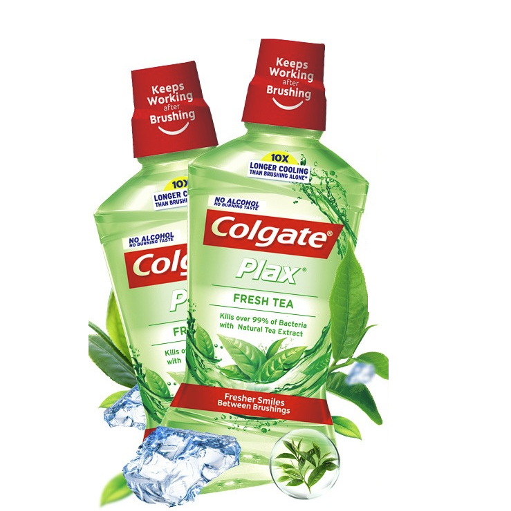 Colgate 高露洁 贝齿清新茶健漱口水500ml×2 预防蛀牙清新口气抑菌无酒精含漱