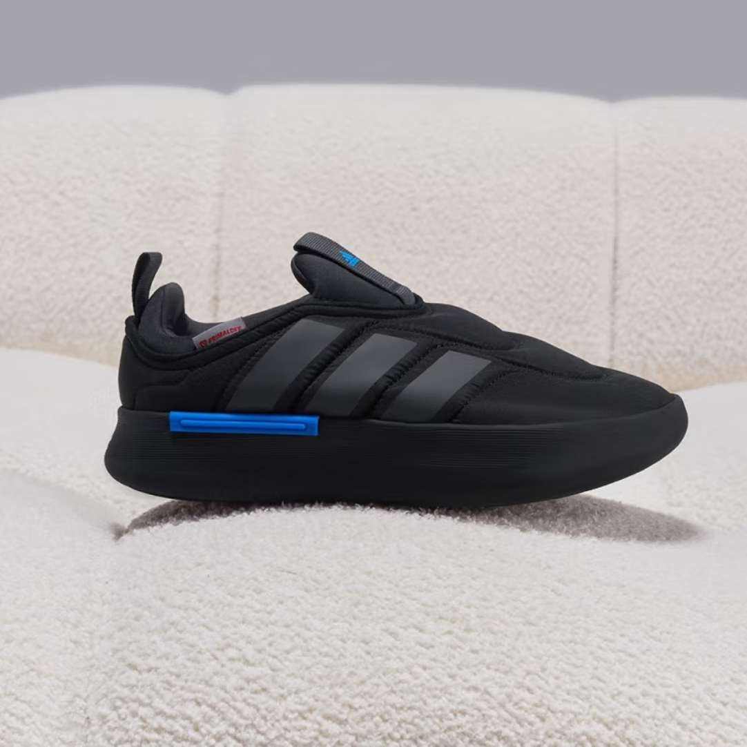 需plus会员：adidas ADIPUFF面包鞋柔软舒适保暖可踩跟棉鞋冬阿迪达斯轻运动 黑