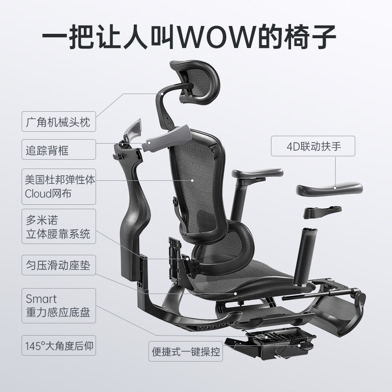 SIHOO 西昊 DoroC100人体工学椅 C100 曜黑 4D扶手 1075.6元（需用券）