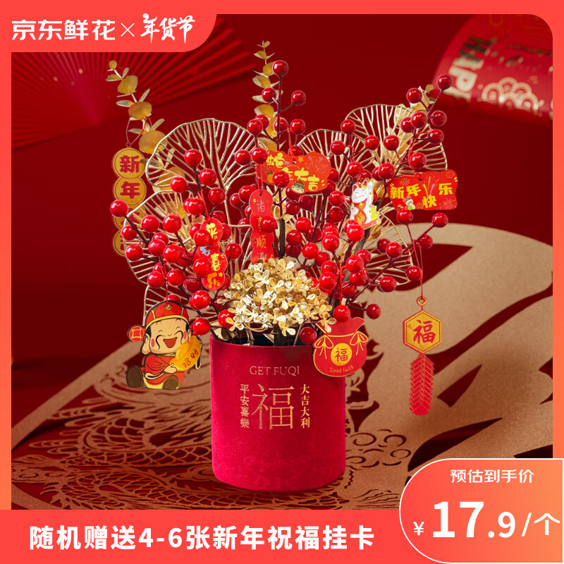 ToSpring 年宵花 红果发财果 福桶摆件 大吉大利红果 17.9元（需用券）