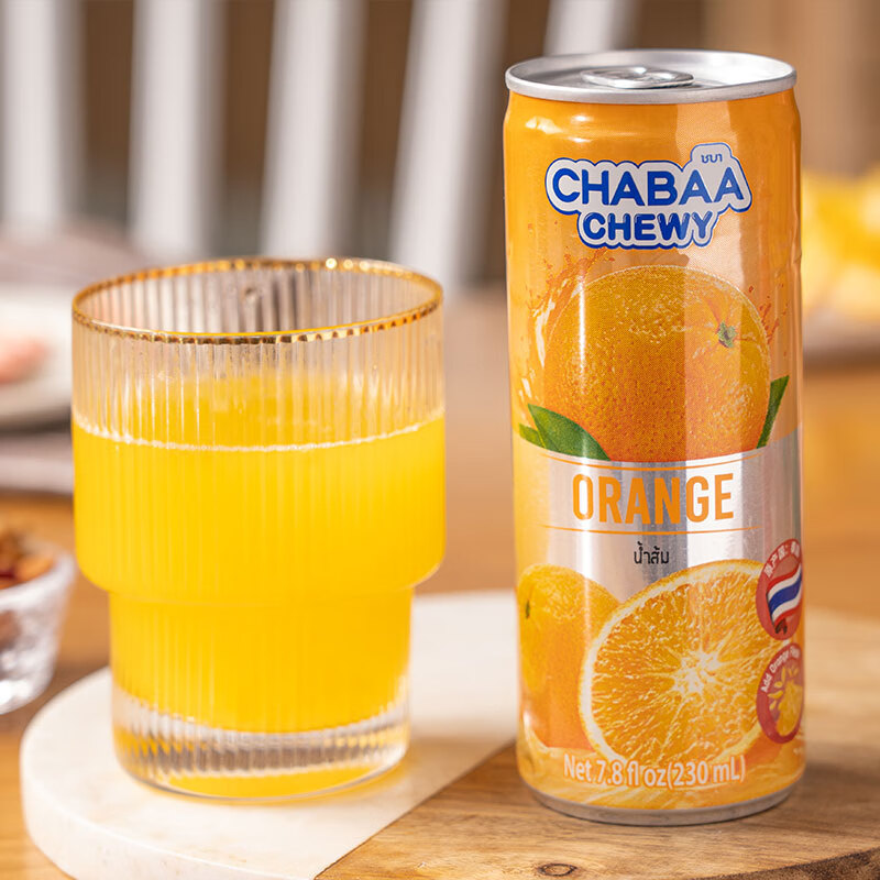 CHABAA 芭提娅 泰国原装 罐装 橙子汁6听230ml 多款可选 3.98元（需用券）