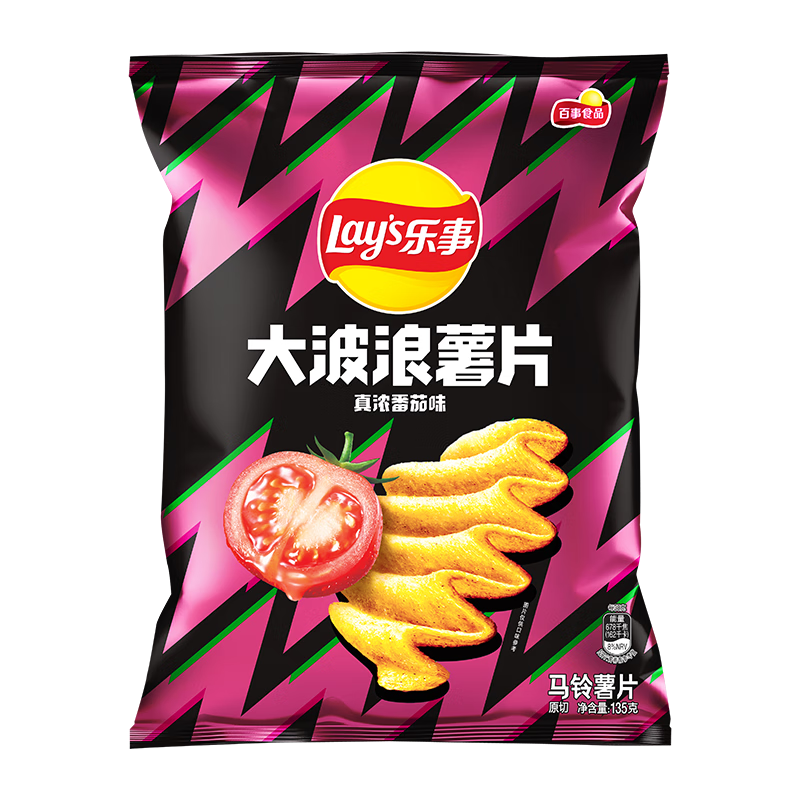 PLUS会员：Lays 乐事 大波浪 马铃薯片 真浓番茄味 135g*10件 64.32元包邮（合5.36