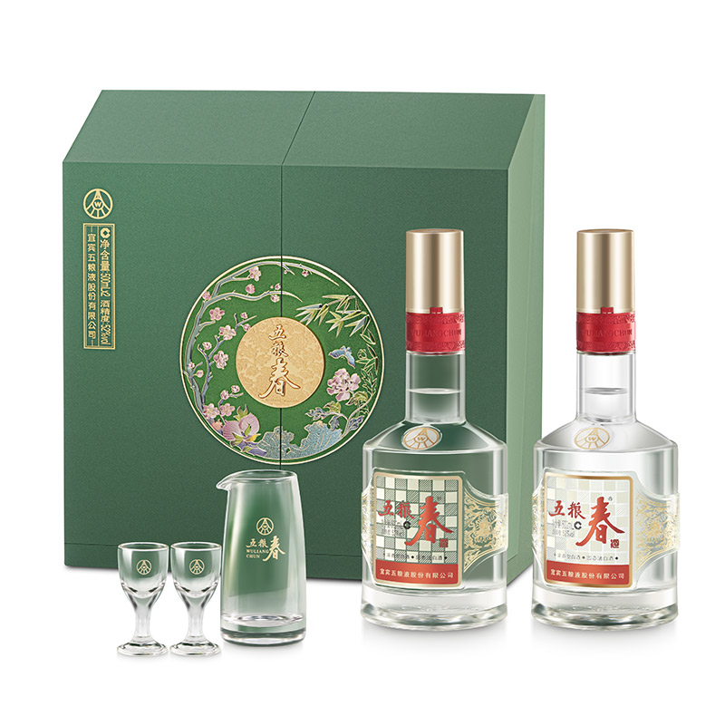 88VIP：WULIANGYE 五粮液 五粮春二代菁萃浓香型白酒52度500mL*2礼盒装含酒具 522.5