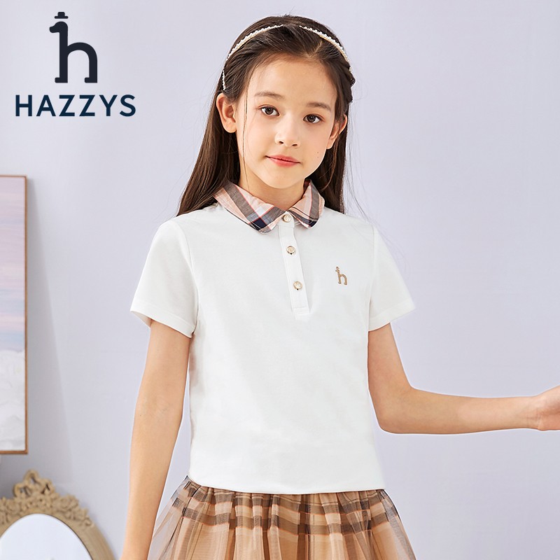 HAZZYS 哈吉斯 品牌童装女童T恤 本白 145 167.36元（需用券）