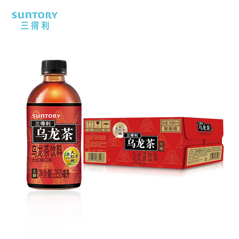 SUNTORY 三得利 无糖乌龙茶饮料 大红袍350ml*15瓶整箱装 48.48元（需用券）