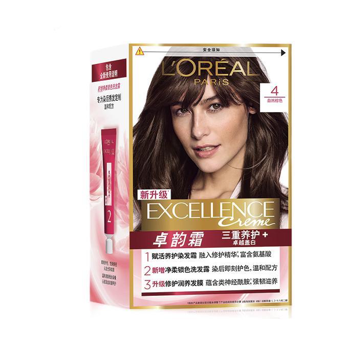 L'OREAL PARIS 卓韵霜赋活养护染发霜 #4自然棕色 1盒 25.66元（需买3件，需用券