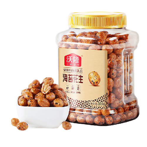 wolong 沃隆 海苔花生 500g 19.9元（需用券）