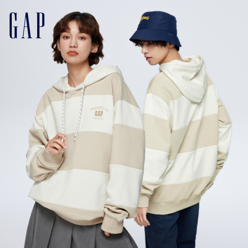 Gap 盖璞 男女装春季2024新款时尚撞色条纹连帽卫衣情侣运动上衣885518 163.07元