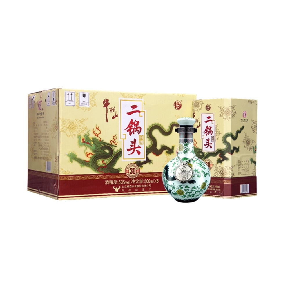 牛栏山 二锅头53度珍品30（青龙）500ml*6瓶清香型整箱装 高度白酒 1546.6元（