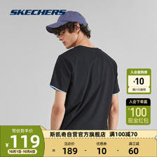 SKECHERS 斯凯奇 超市系列速干男针织圆领T恤运动短袖 碳黑/0018 L 119元（需用