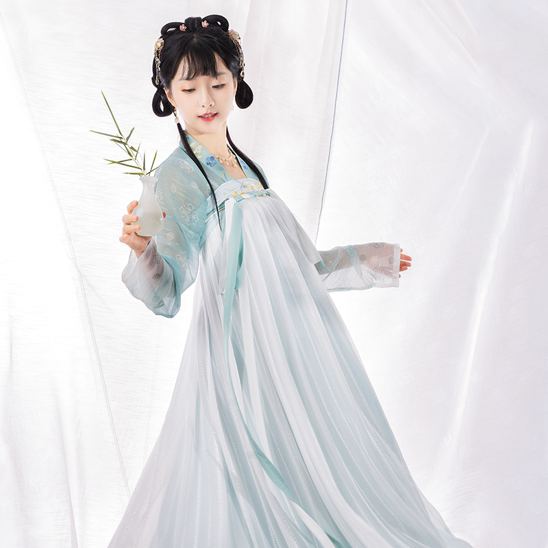 重回汉唐 唐制汉服 云间雪 女士齐胸衫裙 HFXY2722 167.98元（需买3件，共503.94