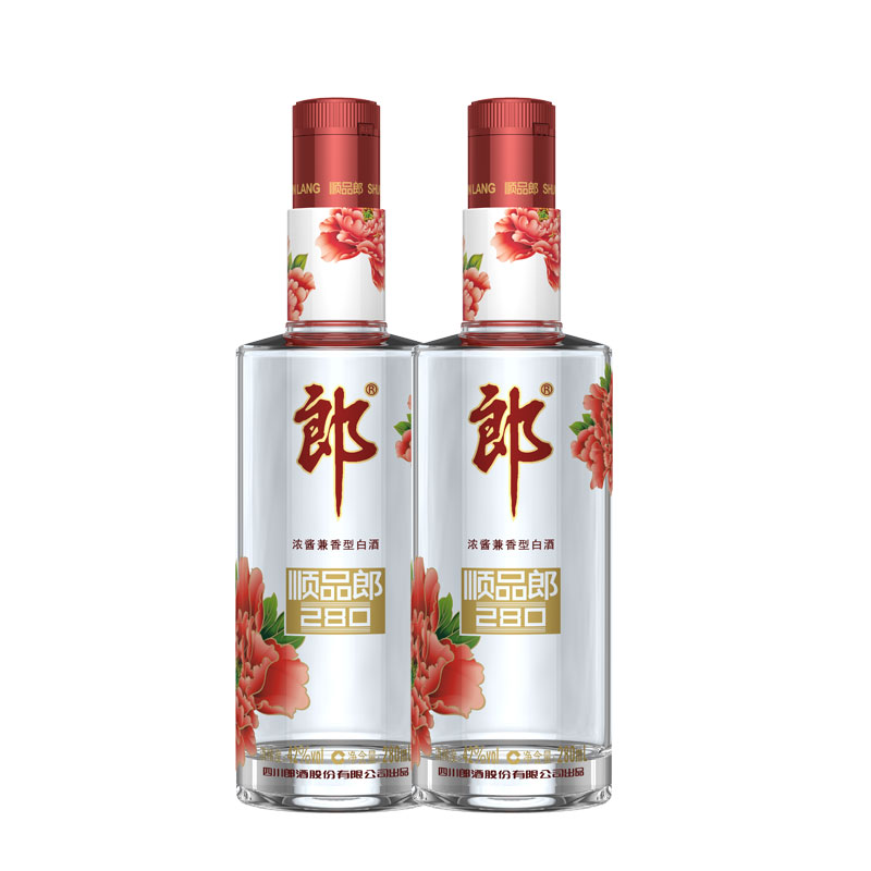 LANGJIU 郎酒 顺品郎红顺280 45度 浓酱兼香型白酒 45度 280mL 2瓶 双支 50元（需用