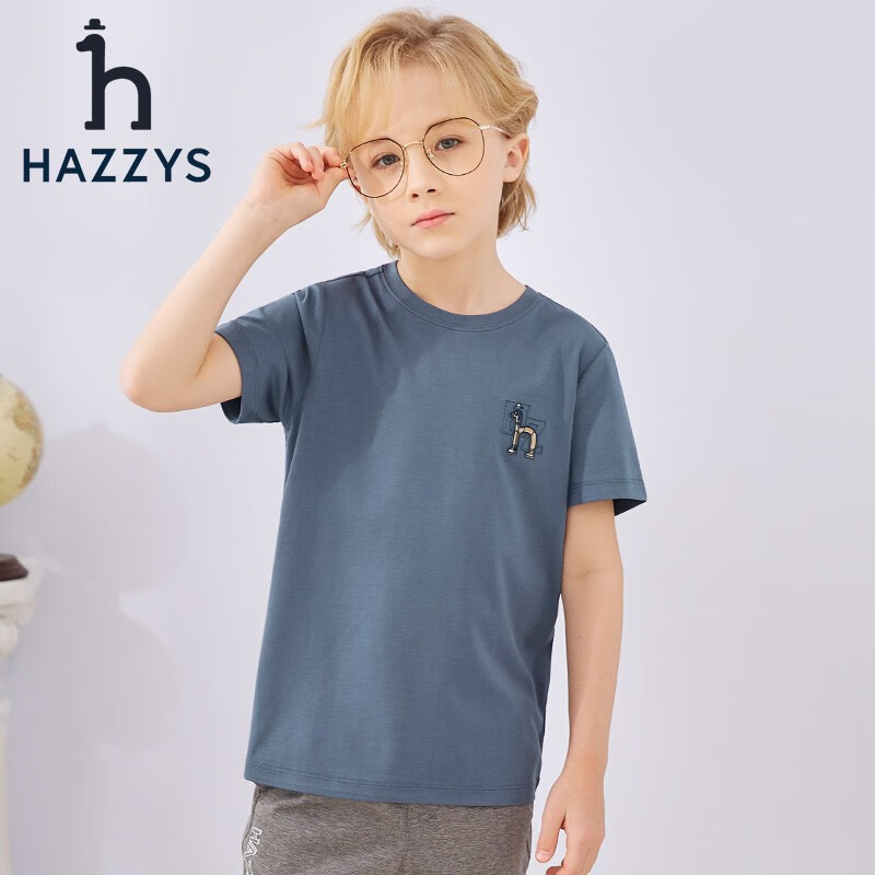 HAZZYS 哈吉斯 儿童简约T恤 雾霾蓝 97.31元（需用券）