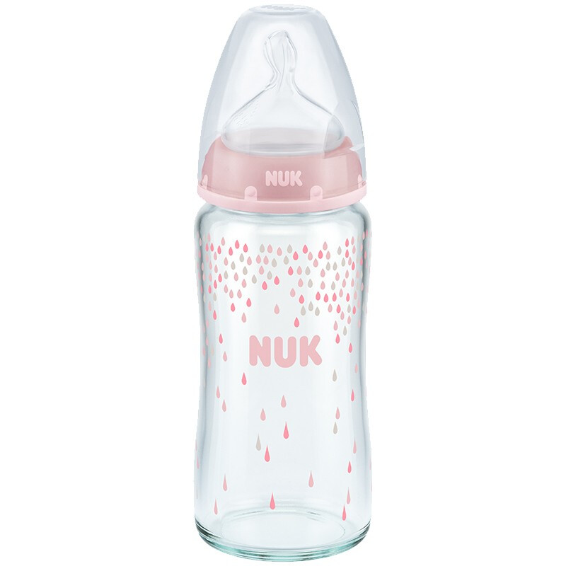 NUK 玻璃彩色奶瓶 硅胶奶嘴款 240ml 粉色水滴 0-6 82.1元（需用券）