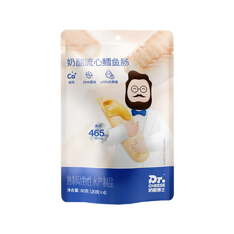 Dr.CHEESE 奶酪博士 流心奶酪鳕鱼肠 80g（送饼干和面条） 3.37元（需买3件，需