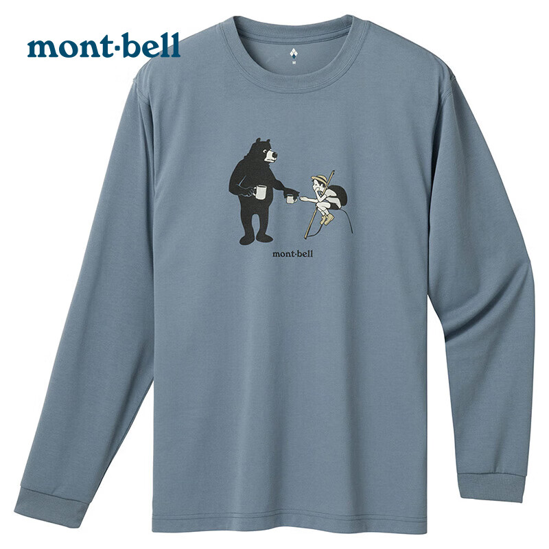 mont·bell montbell男款T恤24春夏新款户外透气速干长袖舒适圆领上衣1114769 BL 189