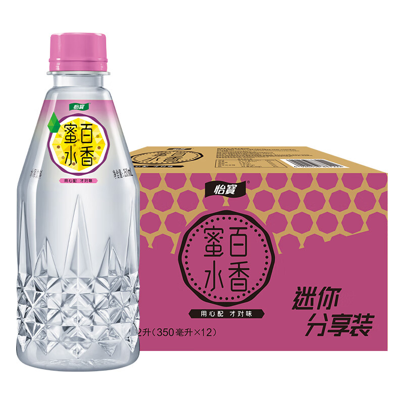 需plus会员：怡宝 蜜水百香水果饮料 350ml*12瓶/2箱 53.62元包邮