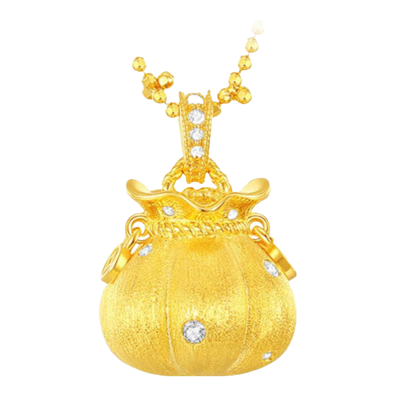 周大生 财源滚滚纯银项链福袋毛衣锁骨链新中式本命年 福袋项链 359.33元