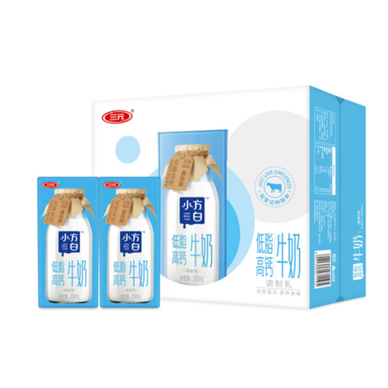 SANYUAN 三元 小方白低脂高钙牛奶200ml*24盒 32.76元（需用券）