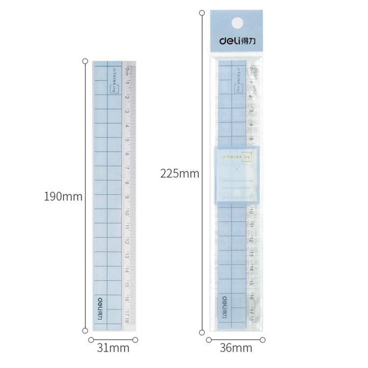 deli 得力 办公钢尺带波浪透明尺子文具直尺 15/20/30厘米 不锈钢尺子 1.1元