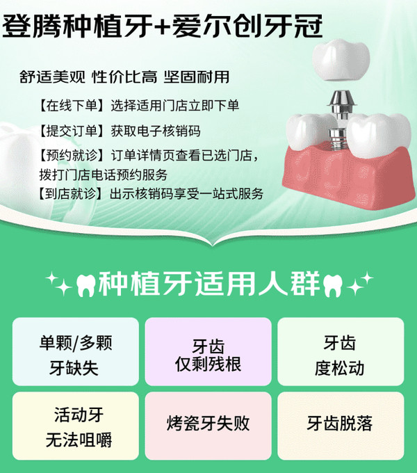 京东健康甄选 韩国登腾种植牙+植体+爱尔创牙冠