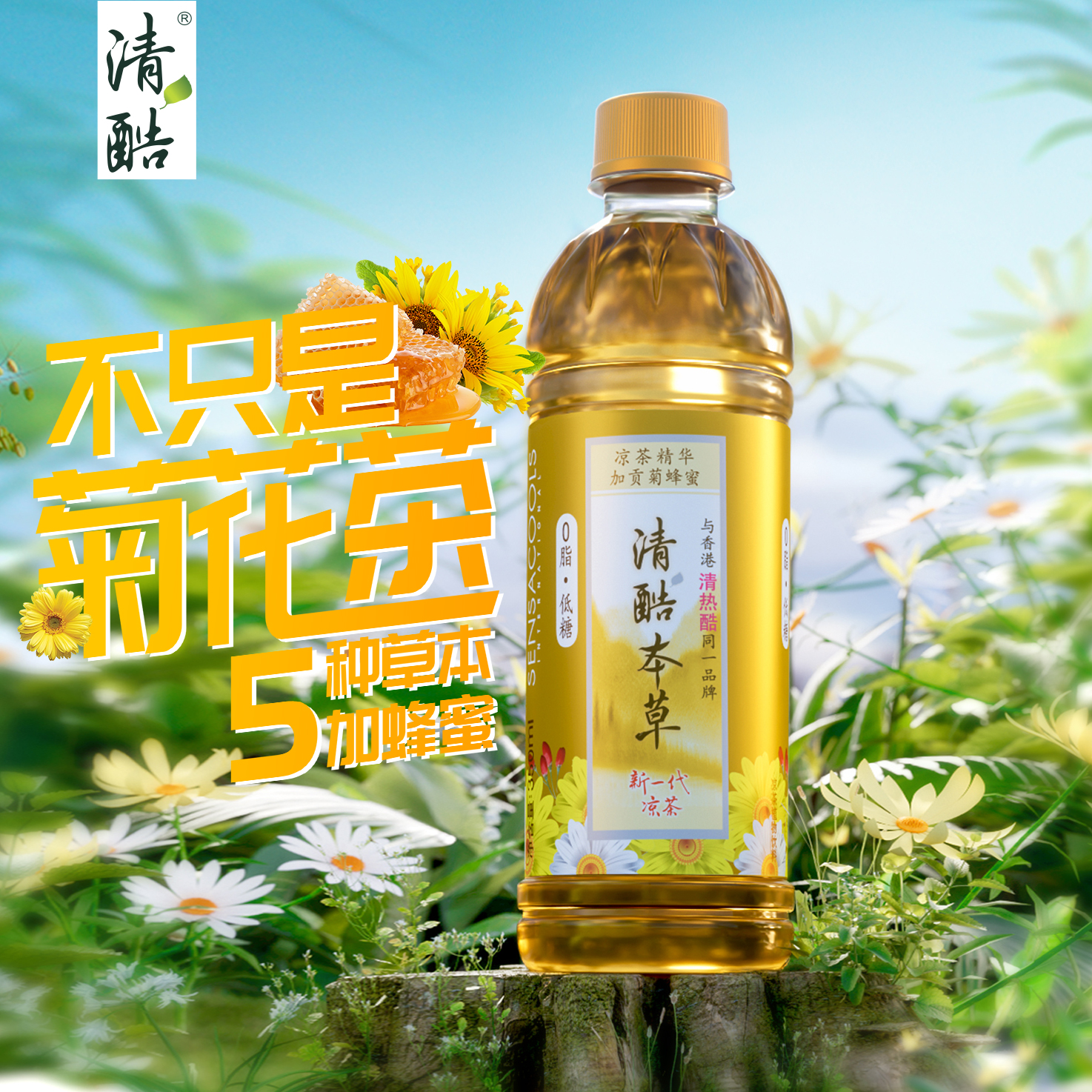 Sensa Cools 清酷 凉茶菊花茶350ml*6瓶草本植物饮料清热解暑含金银花整箱批发 9