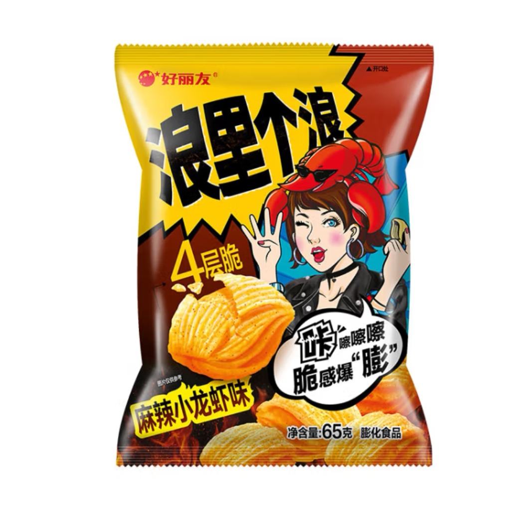 好丽友 浪里个浪薯片 玉米浓汤味 麻辣小龙虾味65g *任选5件 20元（4元/件）