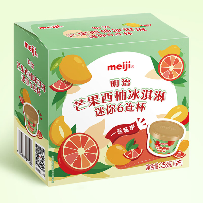 meiji 明治 芒果西柚冰淇淋迷你6连杯 43g*6杯 彩盒装 11.42元（需买4件，需用券