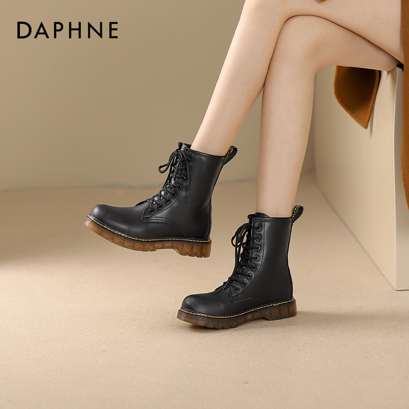 DAPHNE 达芙妮 马丁靴女厚底百搭英伦风短靴女 72.9元（需用券）