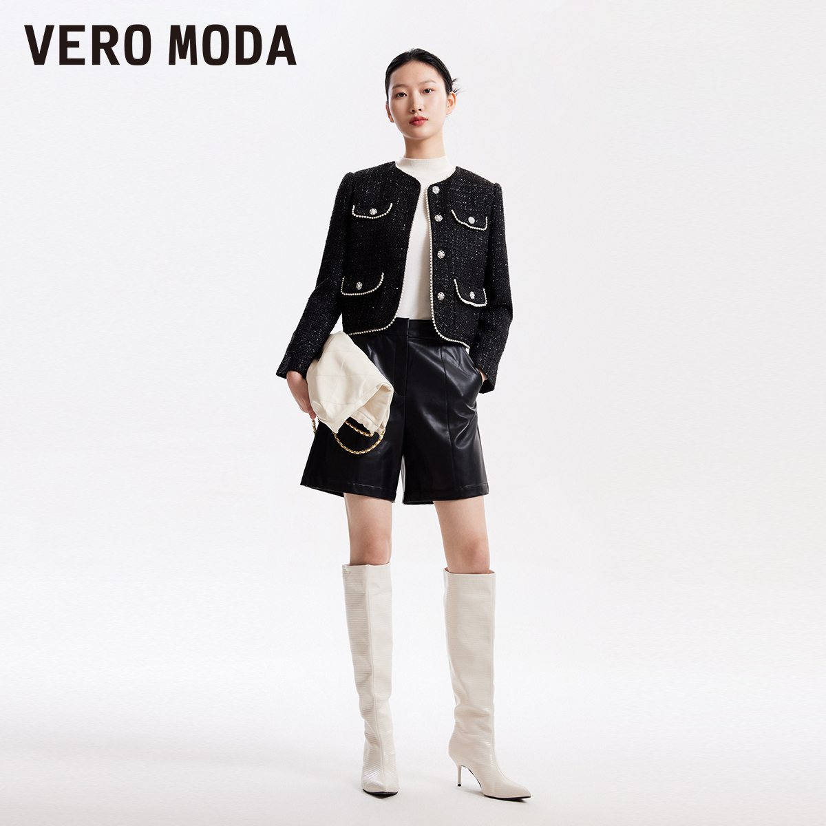 VERO MODA 小香风外套2024早春新款爆款千金风黑色聚会名媛气质 297.84元（需买3