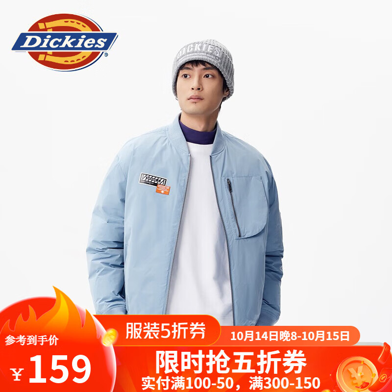 Dickies 帝客 羽绒服 男女情侣 百搭休闲保暖厚夹克10919 浅灰蓝 L 充绒量:180g 