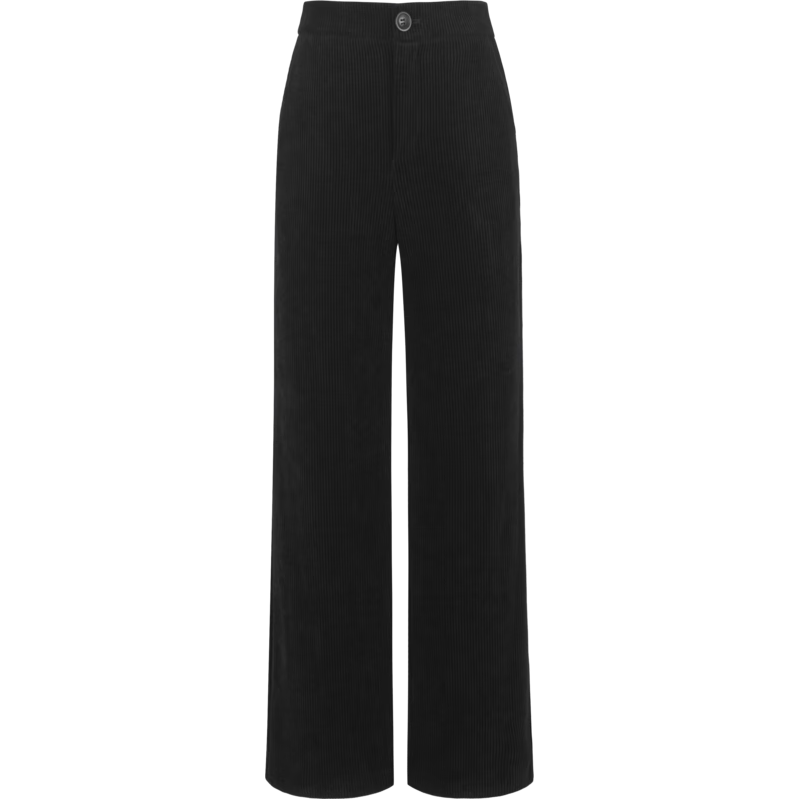 衣香丽影 条绒休闲裤女秋冬简约百搭直筒裤子 黑色 XL 112元