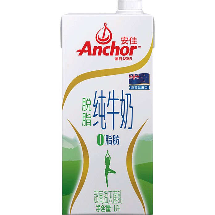 需首购：安佳（Anchor）脱脂牛奶 3.6g蛋白质牛奶 新西兰原装进口1L*1盒 草饲