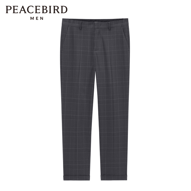 PEACEBIRD 太平鸟 男装 秋季格纹商务休闲西裤B1GAC1X18 灰色 L 62.89元（需用券）