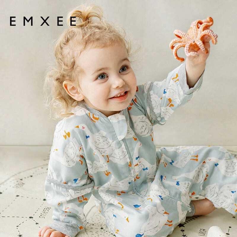 EMXEE 嫚熙 婴儿分腿纱布长袖睡袋 108.22元包邮（双重优惠）