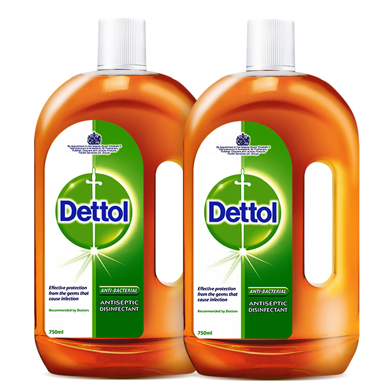 Dettol 滴露 消毒液衣物家居消毒水 750ml*2瓶 消毒剂地板室内家用除菌杀菌 非8