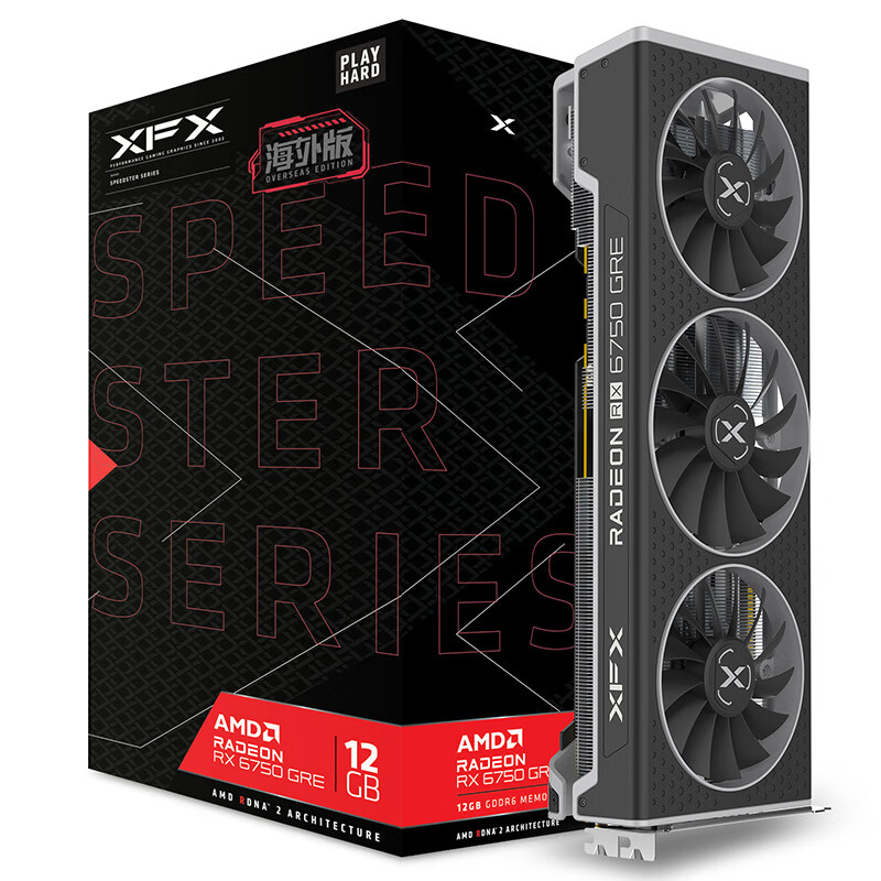 再降价：讯景（XFX) RX 6750 GRE 海外版12GB/电脑游戏A卡独立显卡 RX 6750GRE 海外