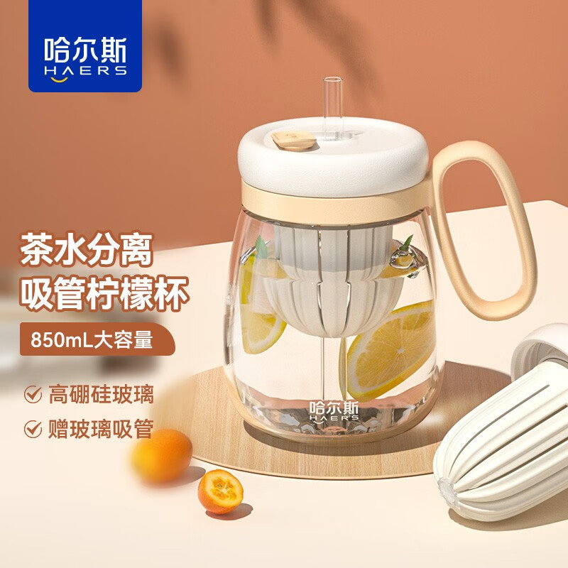 今日必买：HAERS 哈尔斯 玻璃杯泡茶杯 850ml 13.15元（需凑单，共16.01元）