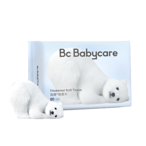 babycare 婴儿干湿两用小熊洗脸巾80抽*4包 新生儿柔巾棉柔 28.03元（需用券）