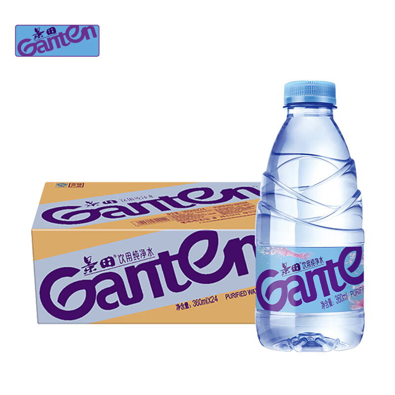 Ganten 百岁山 景田 饮用纯净水 360ml*24瓶 整箱装 会议办公用水 家庭健康饮用