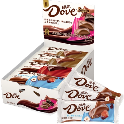 闭眼买：德芙 牛奶黑巧榛仁葡萄干 222g 22.25元（88vip全能卡20.25元）