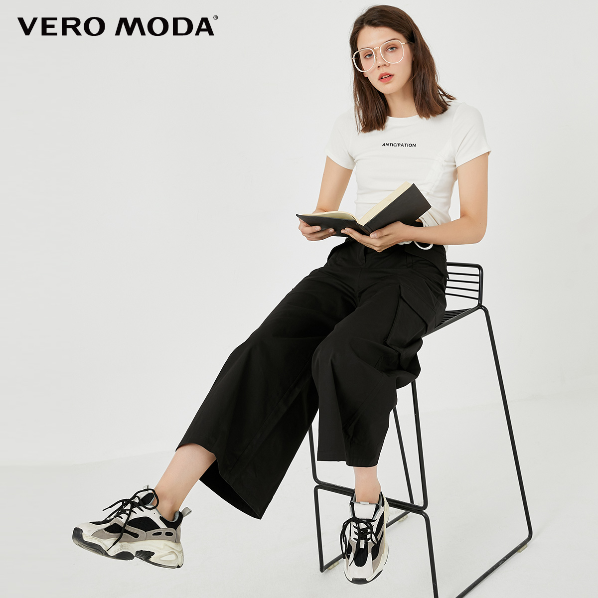 VERO MODA 奥莱春秋清仓工装风九分高腰阔腿百搭休闲裤子女 102.9元（需买3件