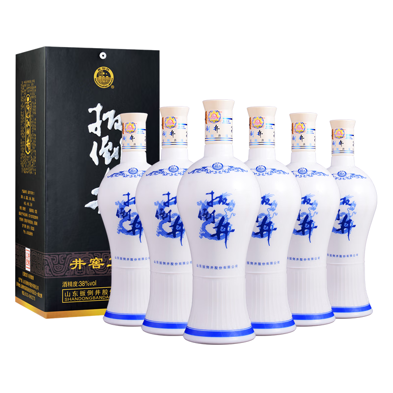 plus会员：扳倒井青花瓷 浓香型白酒 38度700ml*6瓶整箱装 配礼品袋+凑单 86.49