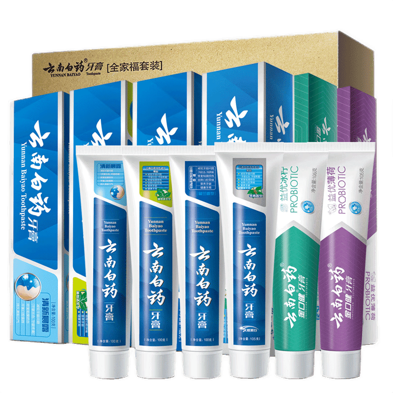 京东plus：云南白药牙膏全家福套装6支装共615克 69.57元（需领券）