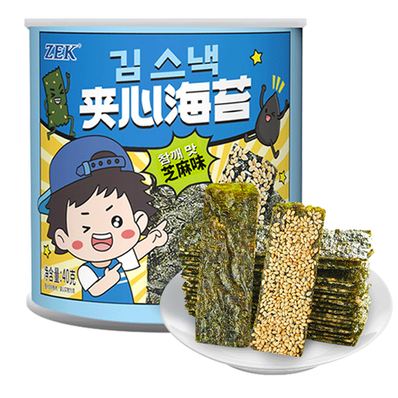 88VIP：ZEK 每日夹心脆海苔添加芝麻儿童零食40g即食薄脆紫菜网红海味小吃 5.7