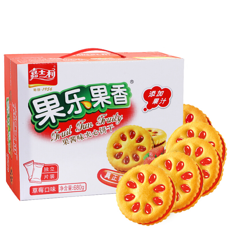 嘉士利 果乐果香 夹心饼干 草莓味 680g 19.4元