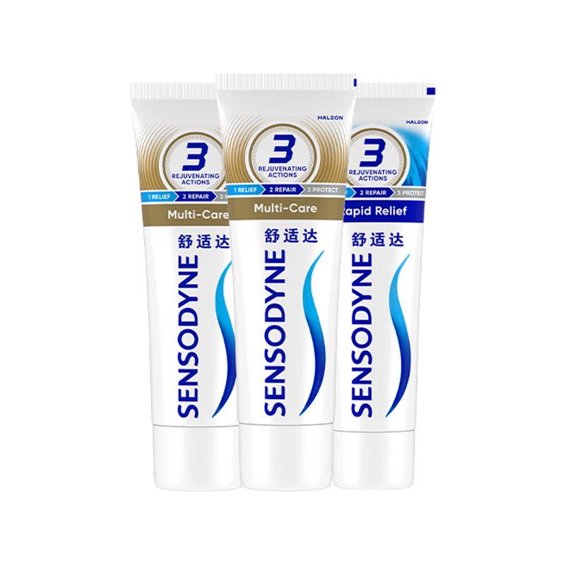 舒適達 多效護理 60s快速抗敏 牙膏套裝 3支裝320g（100g×2+120g×1） 56.3元